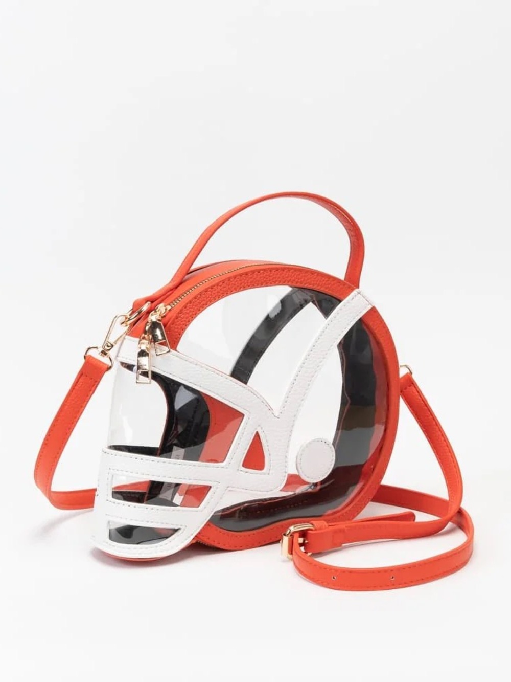 Clear Football Helmet Crossbody Bag - Orange & White